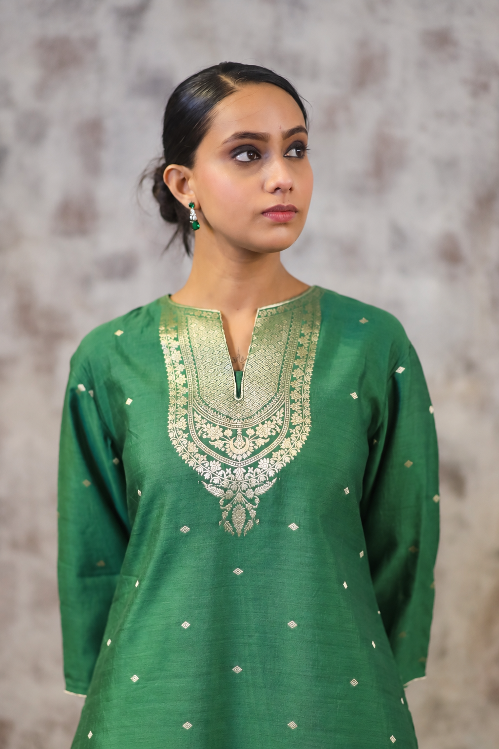 Pure Chinya Top Set Emerald Green