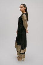 23. Bidri kosh Silk v-neck set ( with brocade detail)