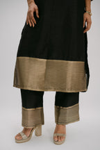 23. Bidri kosh Silk v-neck set ( with brocade detail)