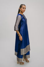 12. Alankar kosh Silk v-neck set ( with brocade detail)