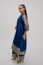 12. Alankar kosh Silk v-neck set ( with brocade detail)