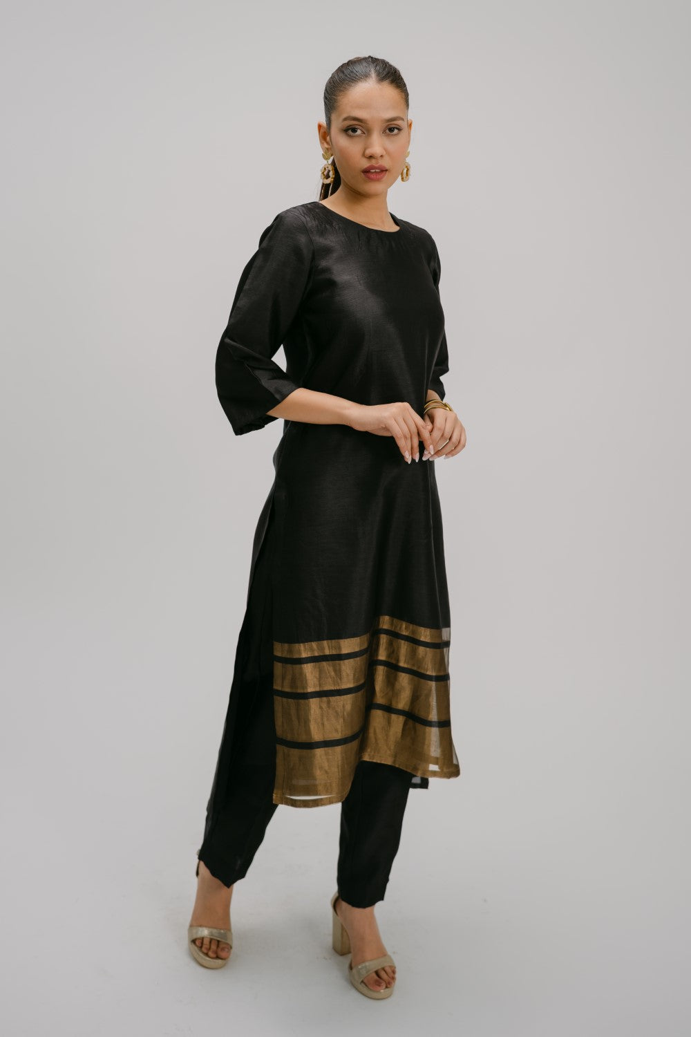 28. Bidri Kosh silk high low  kurta