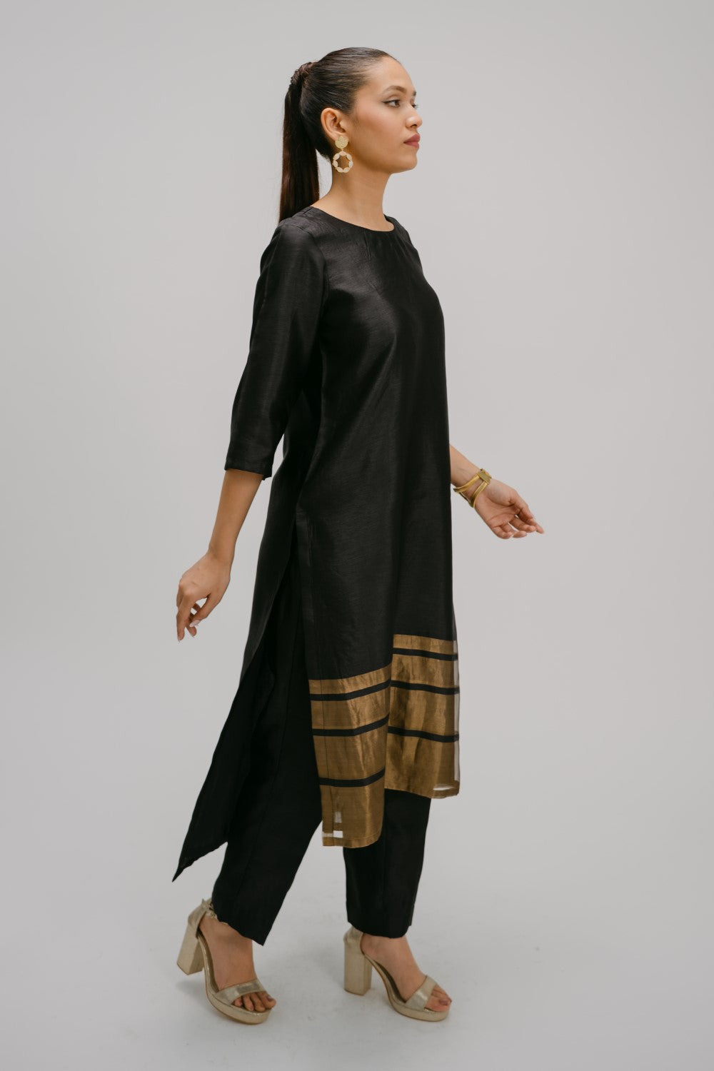 28. Bidri Kosh silk high low  kurta