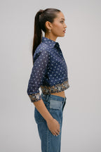 6. Alankar Hand Embroidered crop shirt