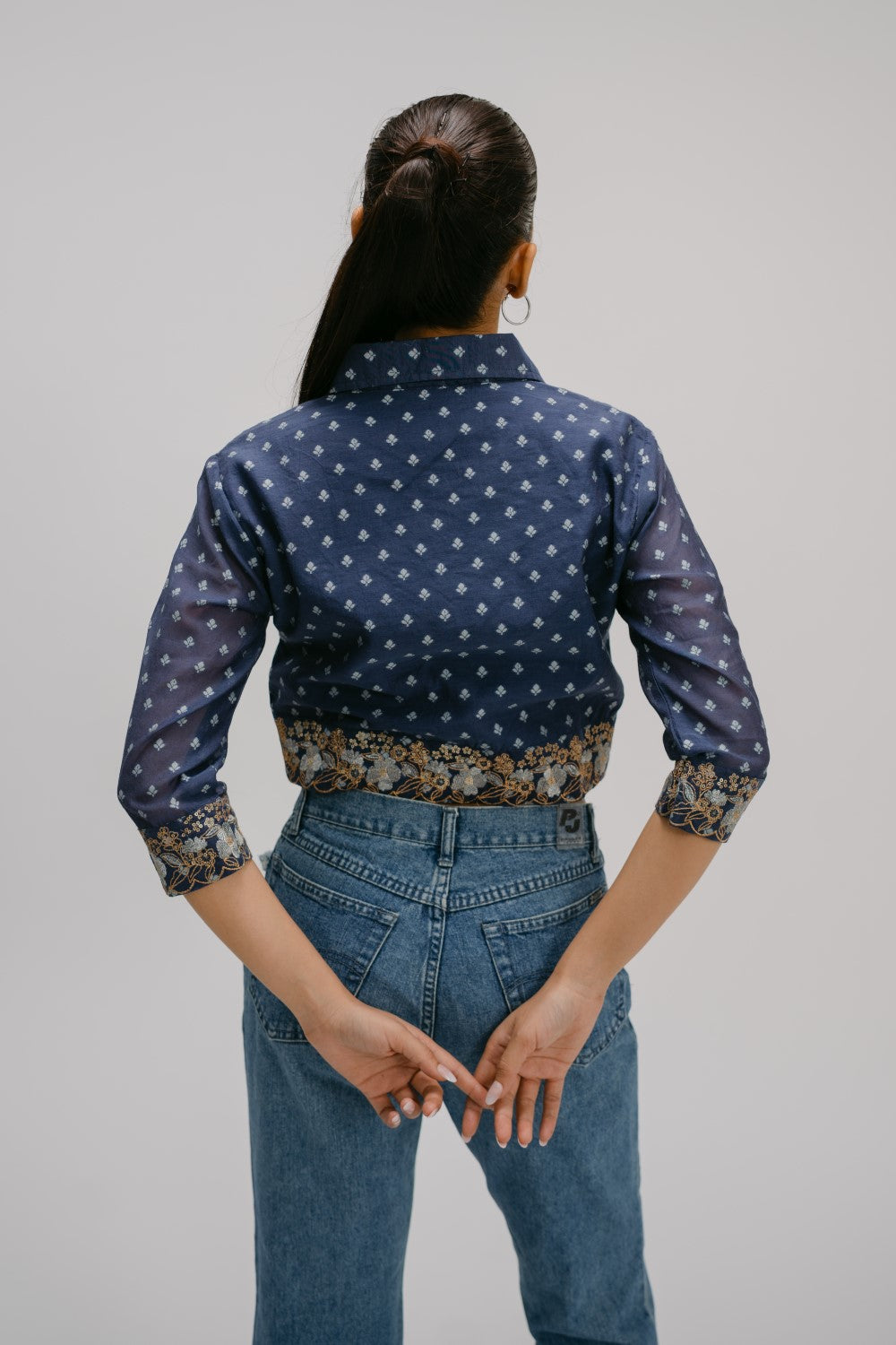 6. Alankar Hand Embroidered crop shirt