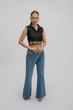 17. Bidri  Hand Embroidered crop shirt