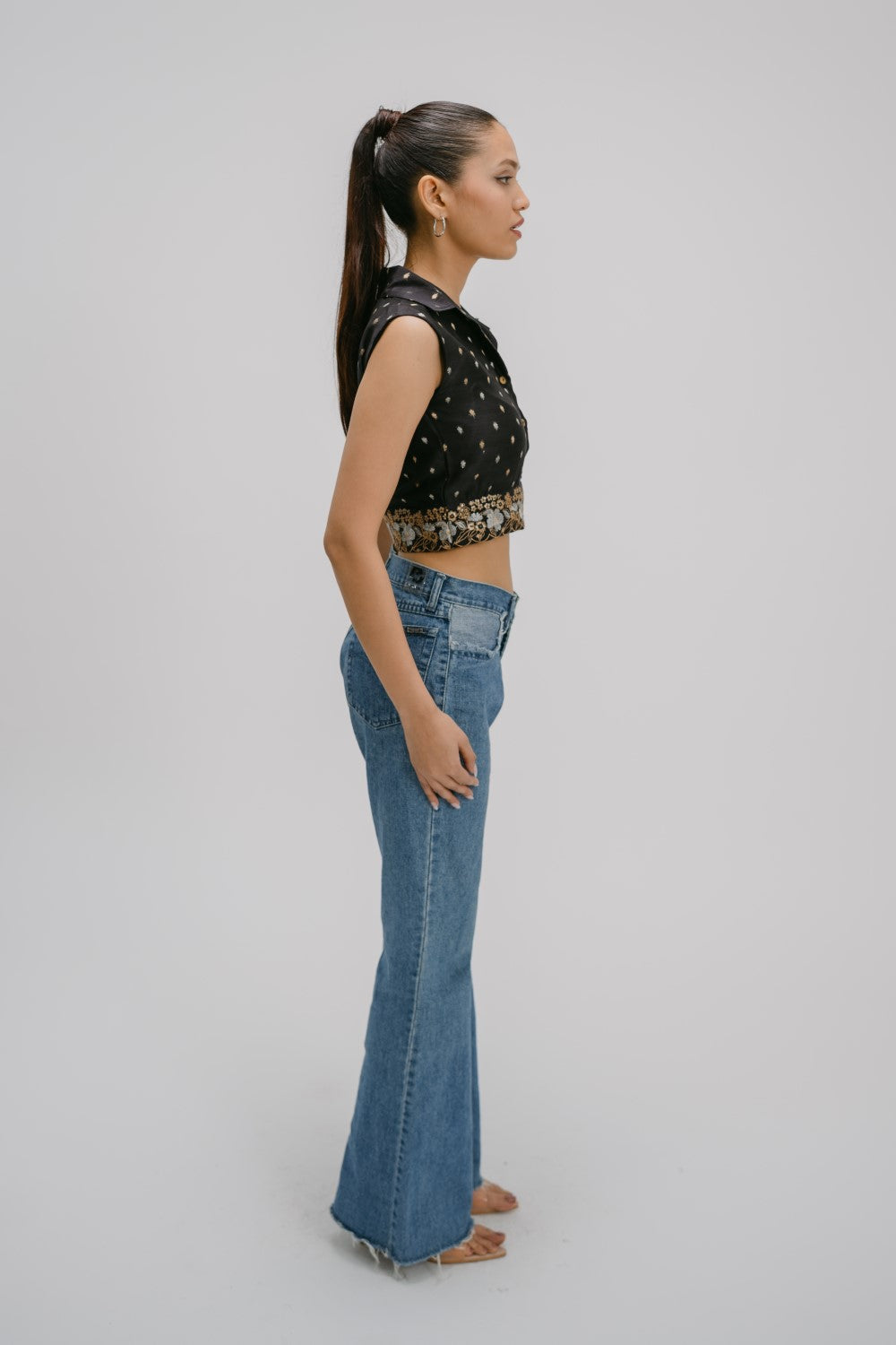 17. Bidri  Hand Embroidered crop shirt