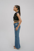 17. Bidri  Hand Embroidered crop shirt