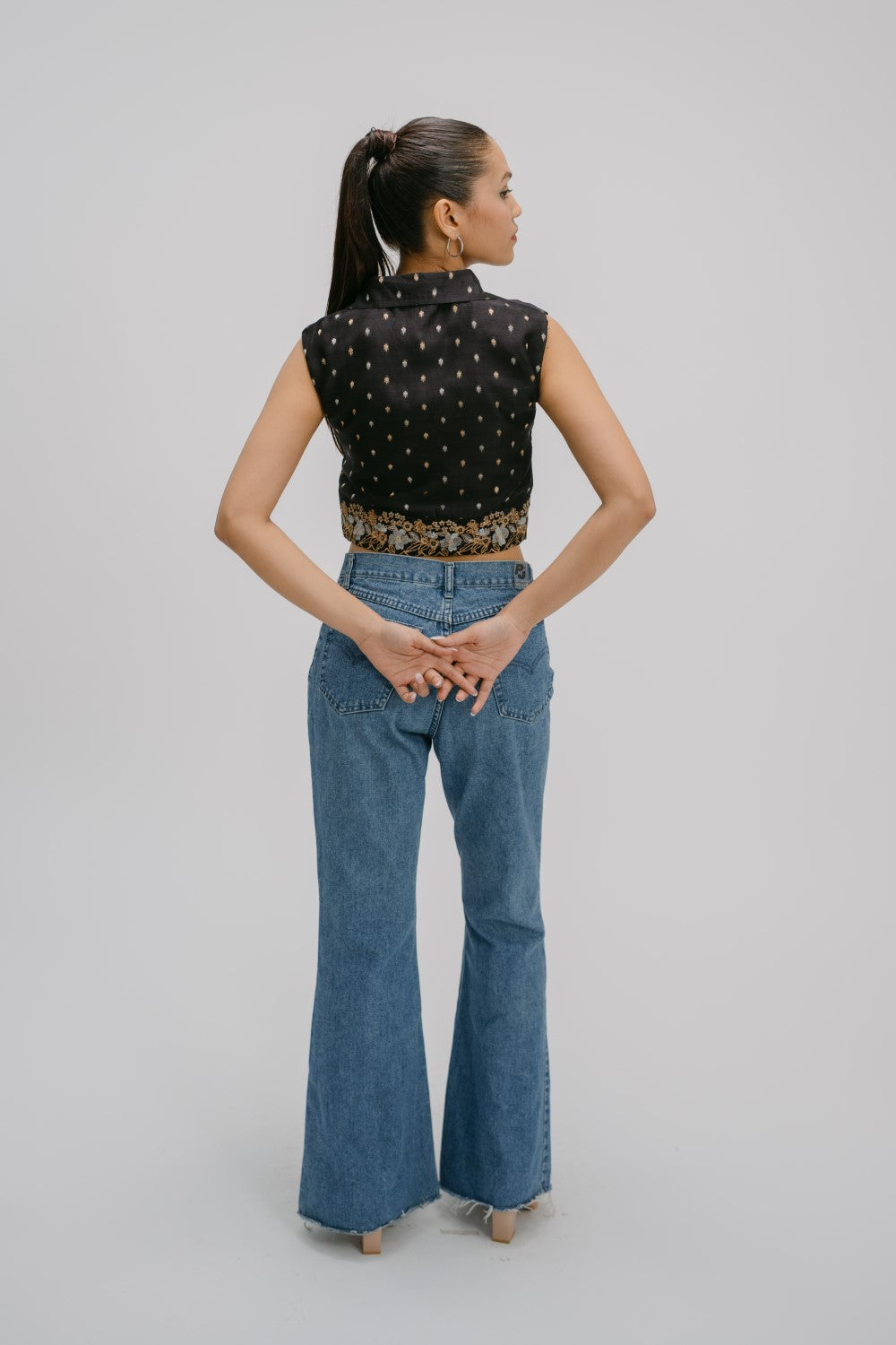 17. Bidri  Hand Embroidered crop shirt