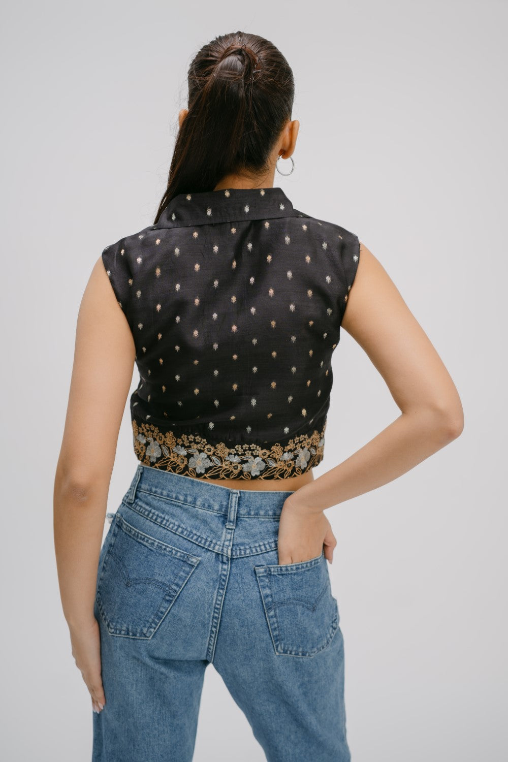 17. Bidri  Hand Embroidered crop shirt