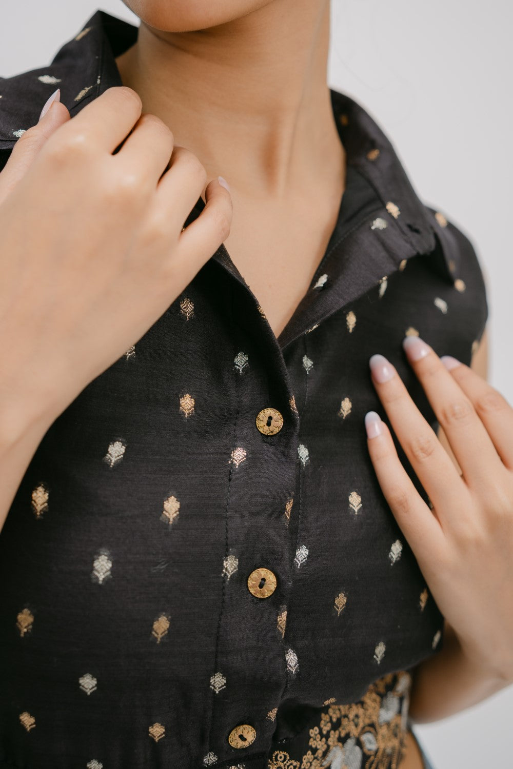 17. Bidri  Hand Embroidered crop shirt