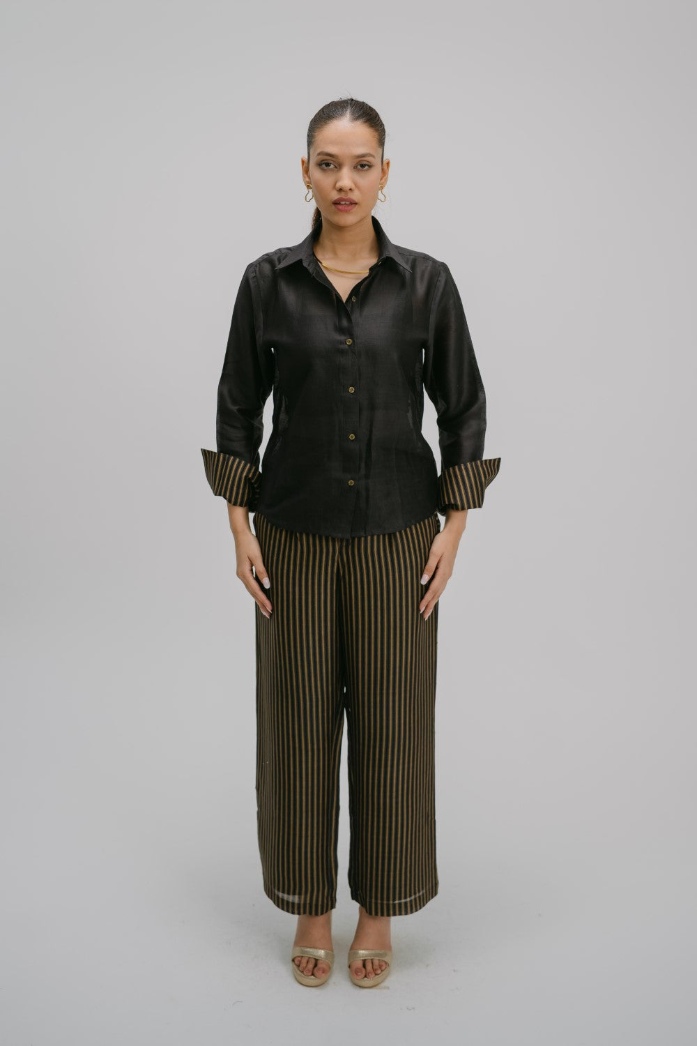 47. BEIGE PURE CHANDERI SHIRT WITH PURE COTTON PANTS CO-ORD SETS