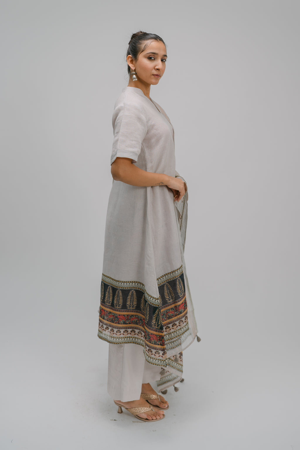 Organic Linen Collared  Suit Set