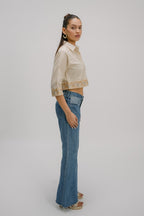30. Tyohar  Hand Embroidered crop shirt