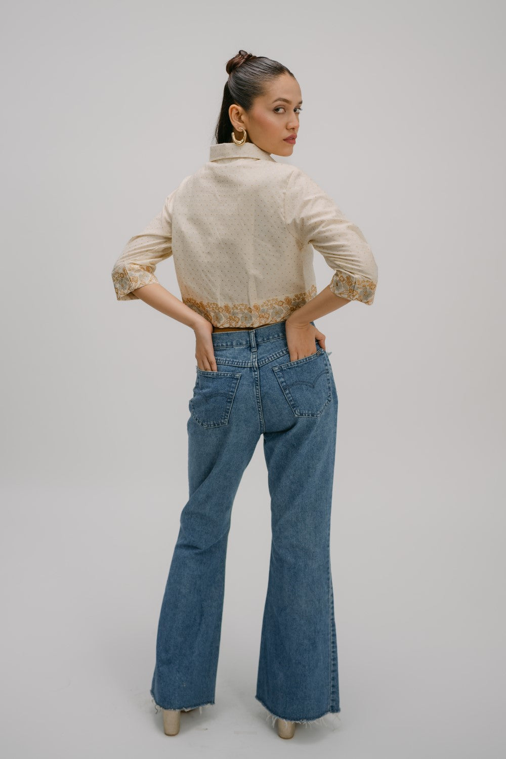 30. Tyohar  Hand Embroidered crop shirt
