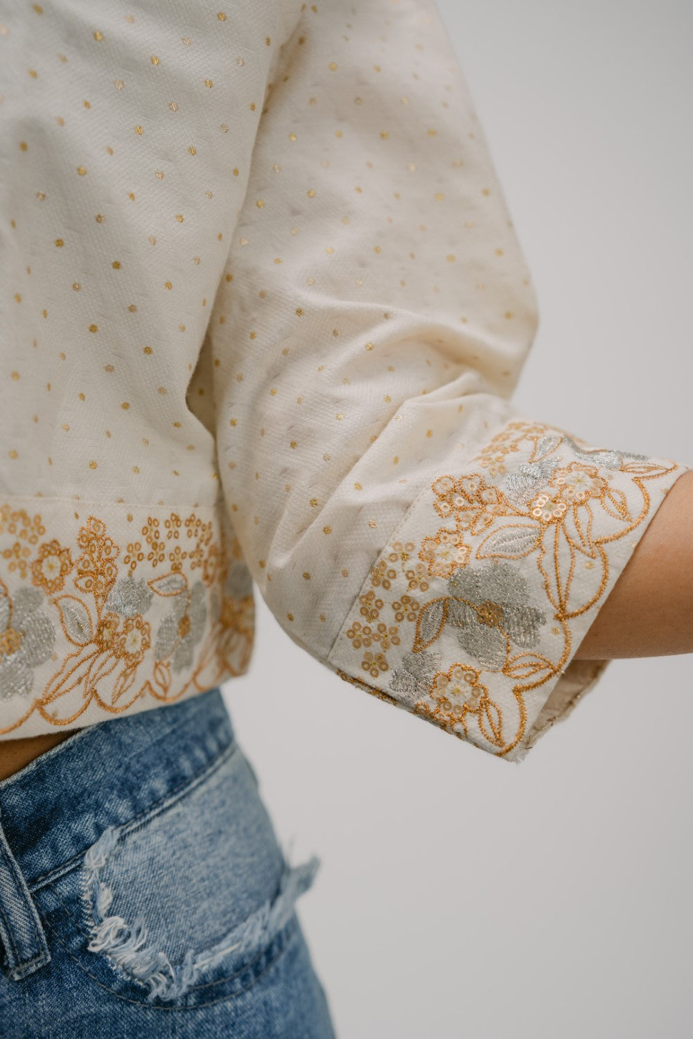 30. Tyohar  Hand Embroidered crop shirt