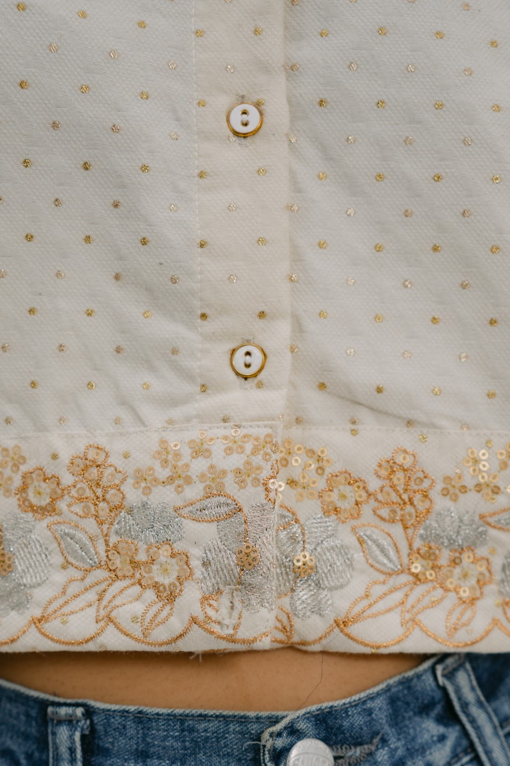 30. Tyohar  Hand Embroidered crop shirt