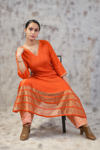 Kosh Silk Rust Brocade Ethenic Set