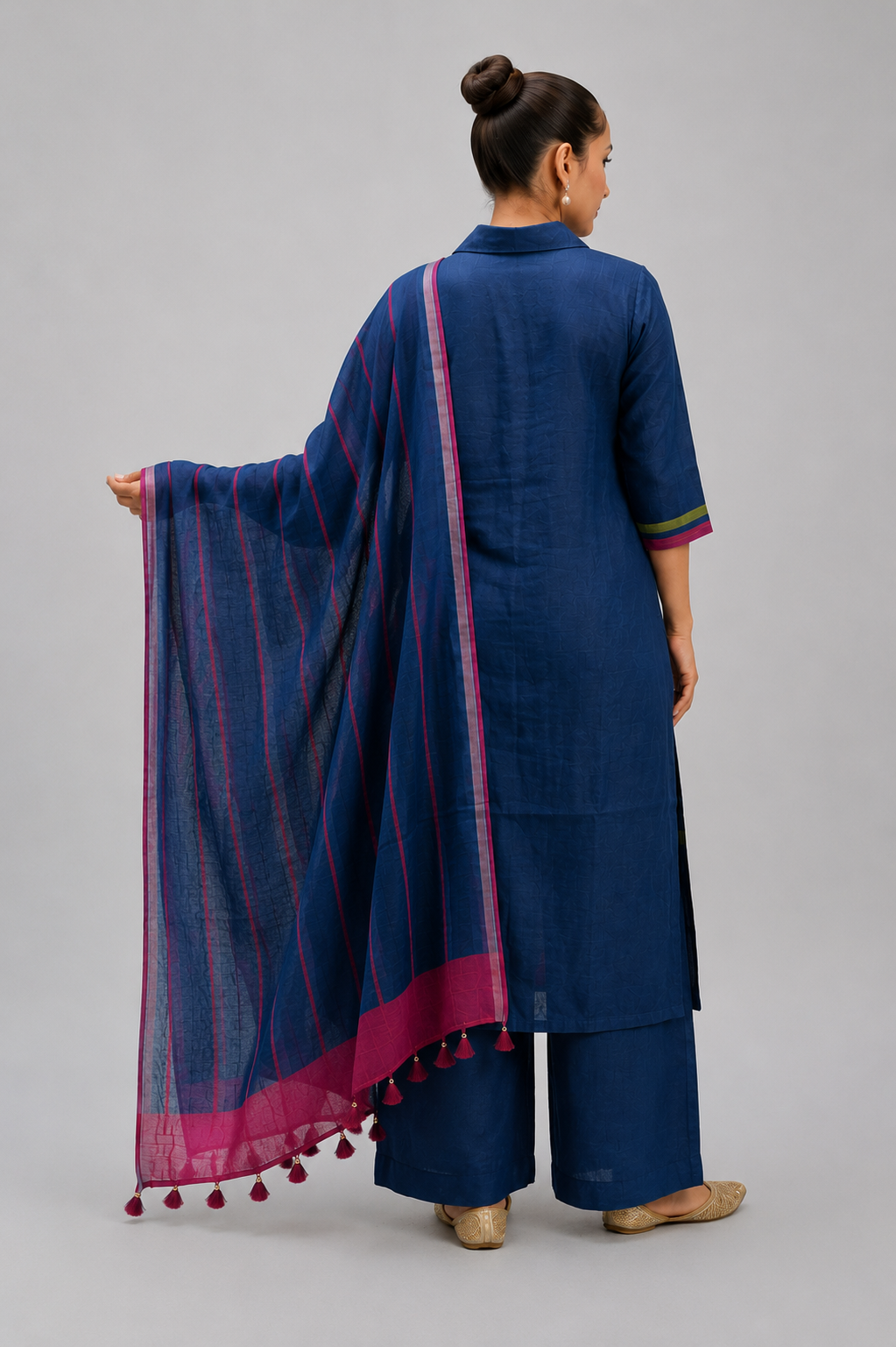 Alankar striped digitally printed  pure linen suit set