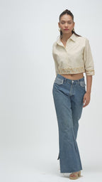 30. Tyohar  Hand Embroidered crop shirt