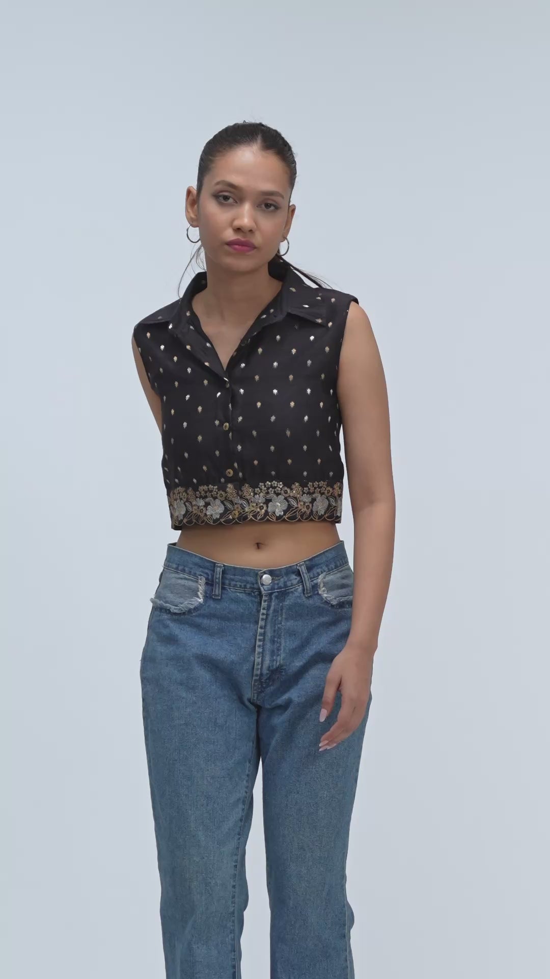17. Bidri  Hand Embroidered crop shirt